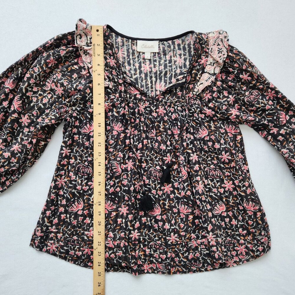 Cleobella Brynlee Floral Ruffle Long Sleeve Blouse Top Tassels Cottagecore Cute - Picture 10 of 11